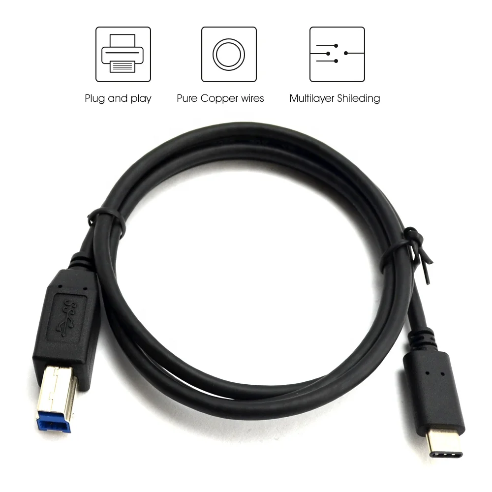 3ft 1 м USB-C USB 3,1 C Тип разъема USB 3,0 типа B Мужской Пинтера USB кабель для Mac Pro Dell сотового телефона-печатающий плоттер и жесткого диска