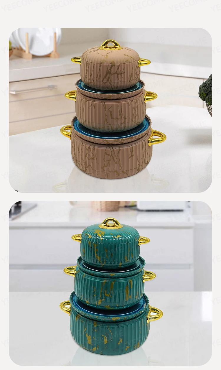 Custom Logo Marbling Printing Hot Pot Warmer Set 1l 2l 3.5 L Food