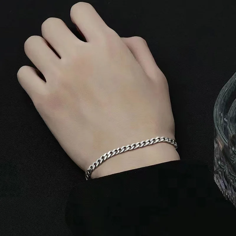 Vintage 925 Sterling Silver Cuban Link Chain Bracelet - Luxury