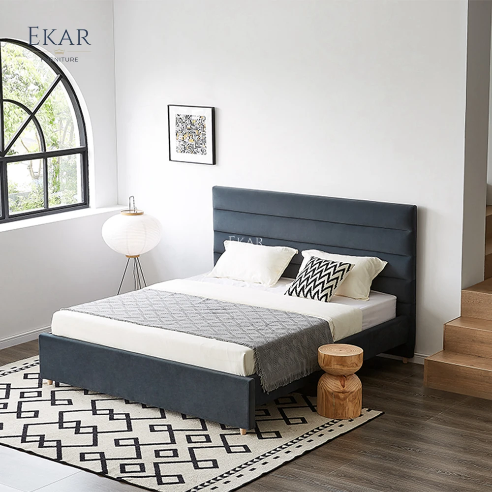 product new design ekar half leather modern bedroom bed-59