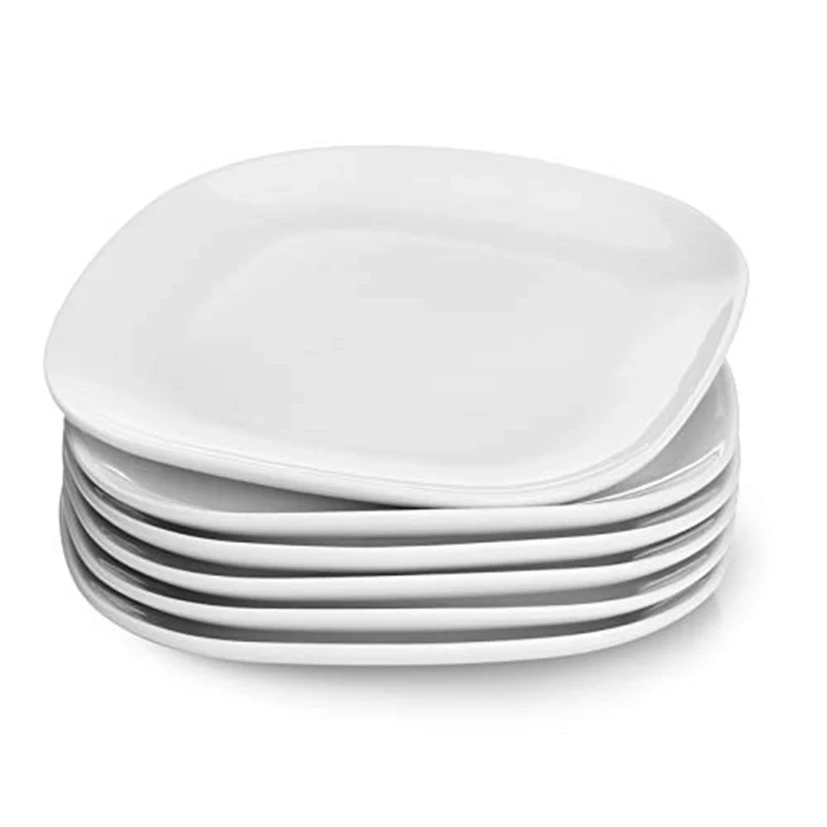 White Porcelain Plate Wholesale Cheap Small Plates White square Ceramic Dishes Plate and Dishes Sets