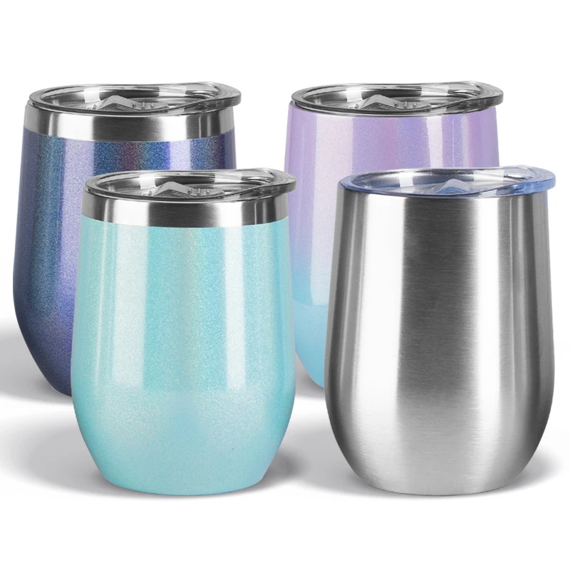 Gobelet À Vin Isolé En Acier Inoxydable 12oz Couvercle
