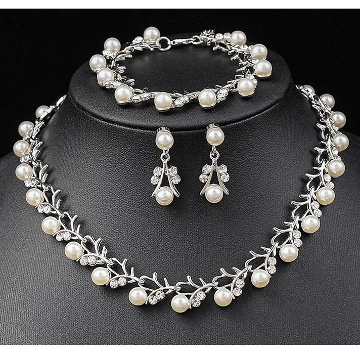 Elegant Korean Bridal Pearl Jewelry Set