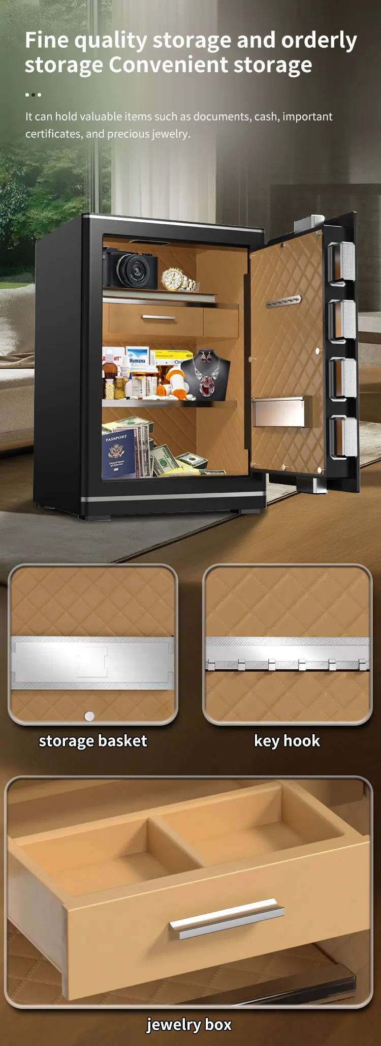 CEQSAFE Home Fingerprint Electronic Digital Lock Deposit Box Wholesale Safe Access with Face Recognition TUYA APP Safe Box supplier