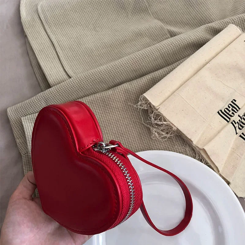JIOMAY Kawaii Wallet for Girls Designer Purses for Women Wedding Card Mini PU Leather Heart Bag Wholesale Cute Coin Clutch