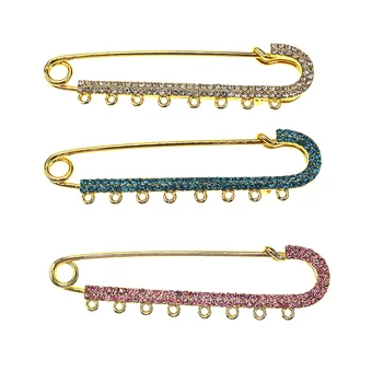 10CM 8 Loops Big Islamic Baby Pin Brooch for Kids Allah Mashallah Charms Baby Stroller Pins Crystal Hijab Scarf Safety Pins