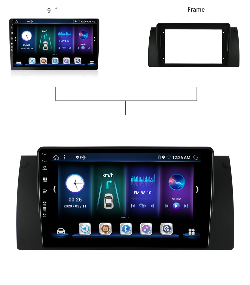 9 Inch Touch Screen Android 11 Stereo Car Radio Audio Multimedia Car Dvd Player With Navigation WIFI OBD 4G Dongle for BMW E39