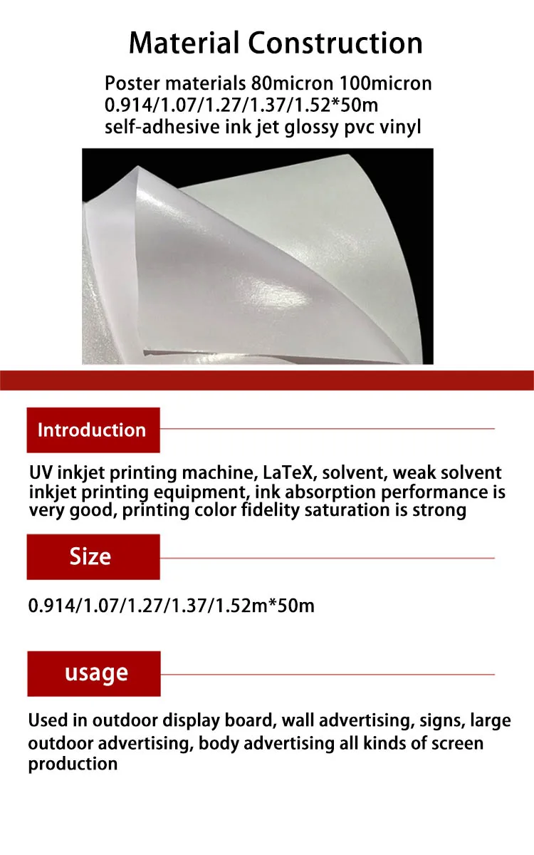 Poster Monomeric PVC Self Adhesive Vinyl Sticker 100mic Eco Friendly