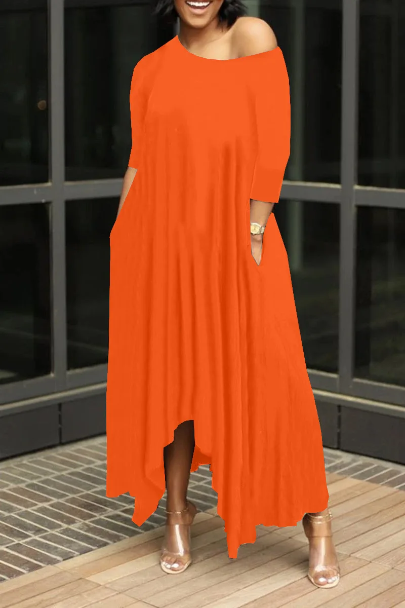 Plus Size Evening Dresses Long - Half Sleeve Irregular Fitting