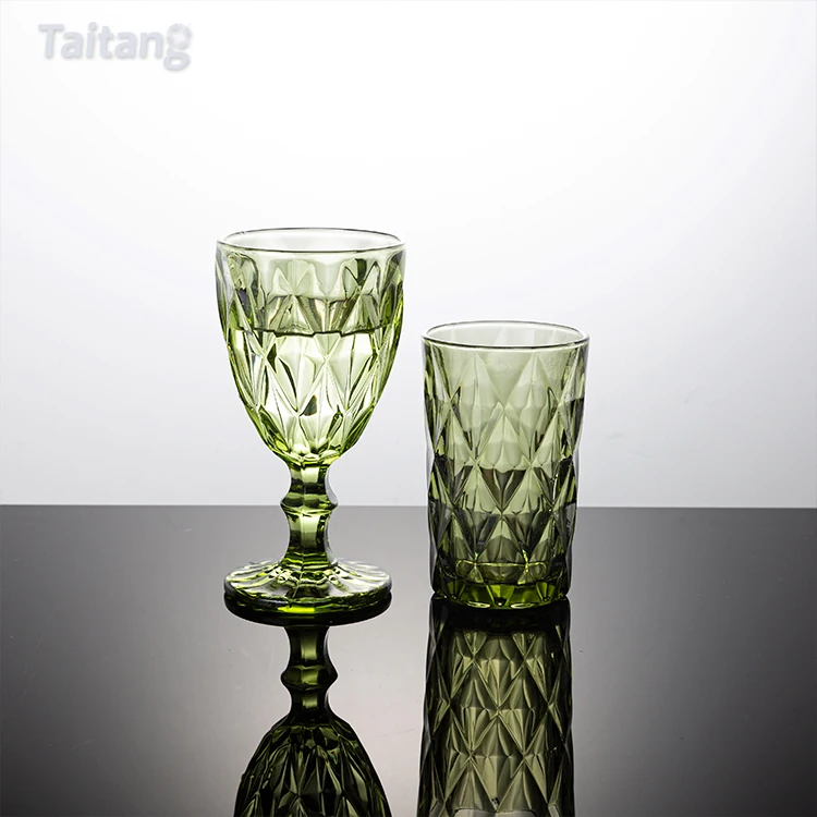 Hotsale Products Vintage Style Goblet Pink Color Tall Glass Drinkware