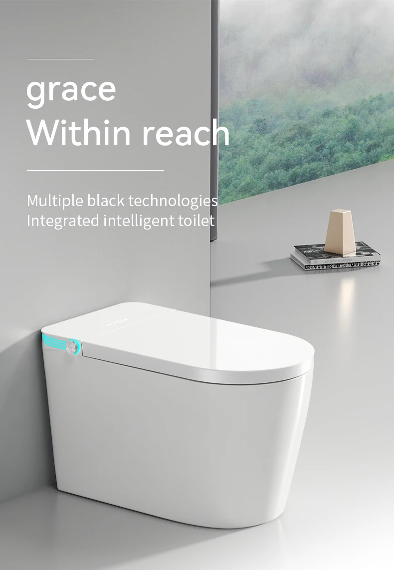 Automatic Electronic Ceramic Water Closet Intelligent Toilet Ceramic Sterilization One Piece Bathroom Smart Toilet With Tank factory