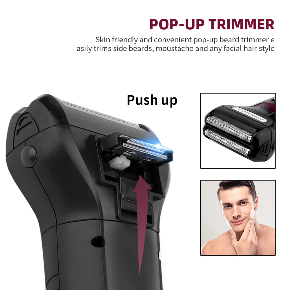 PRITECH Rechargeable Design 3 in 1 Grooming Set Men Electric Shaver With Charge Indicator Light