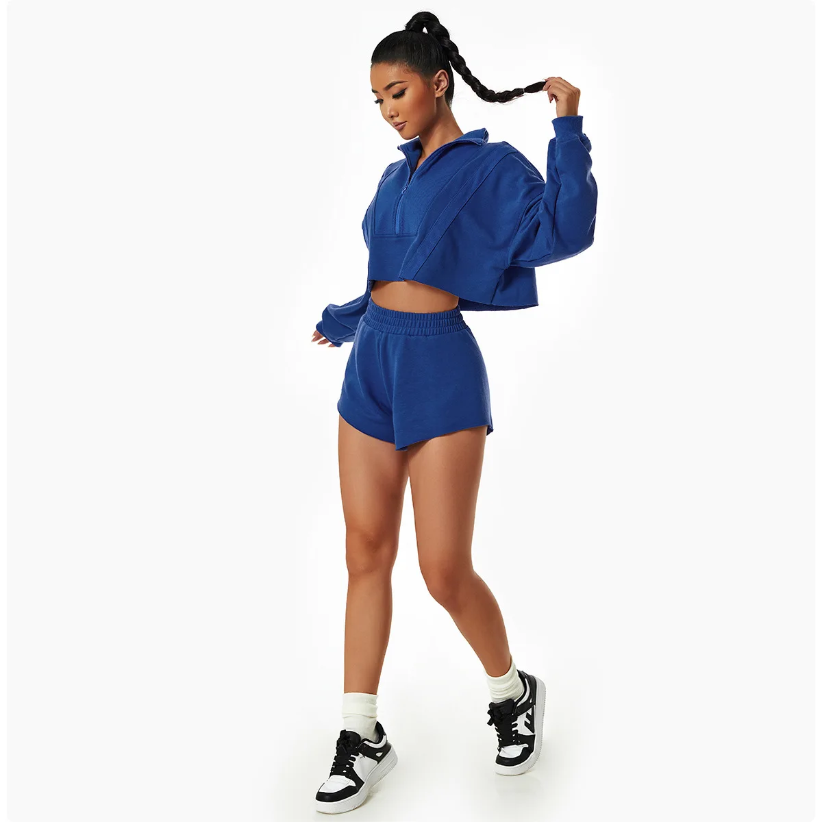 Cotton Polyester Sports Sweater Women's Suit Hooded Loose Long Xl Size