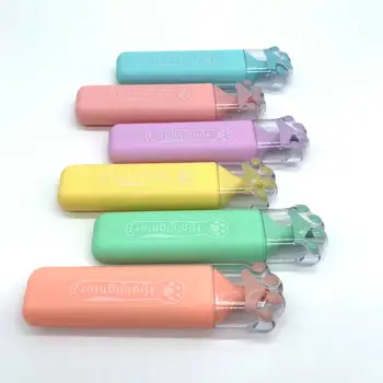 6 pieces Cat Shape Cute Mini Highlighter Pen Pastel Color Chisel Tip Kawaii Kids Stocking Stuffers Gift Highlighter Marker