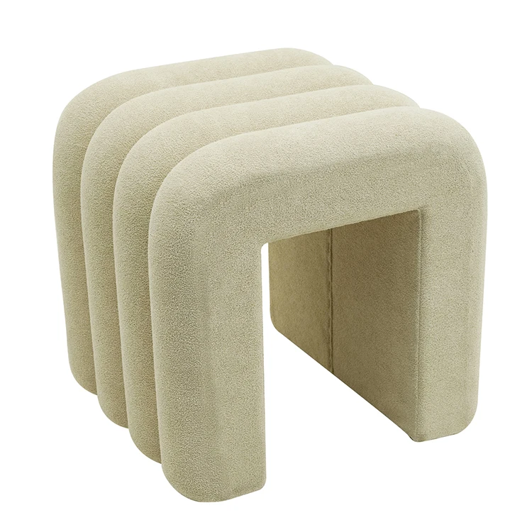 Custom Modern Luxurious Square Functional Stool Fabric Boucle Decorative Ottoman