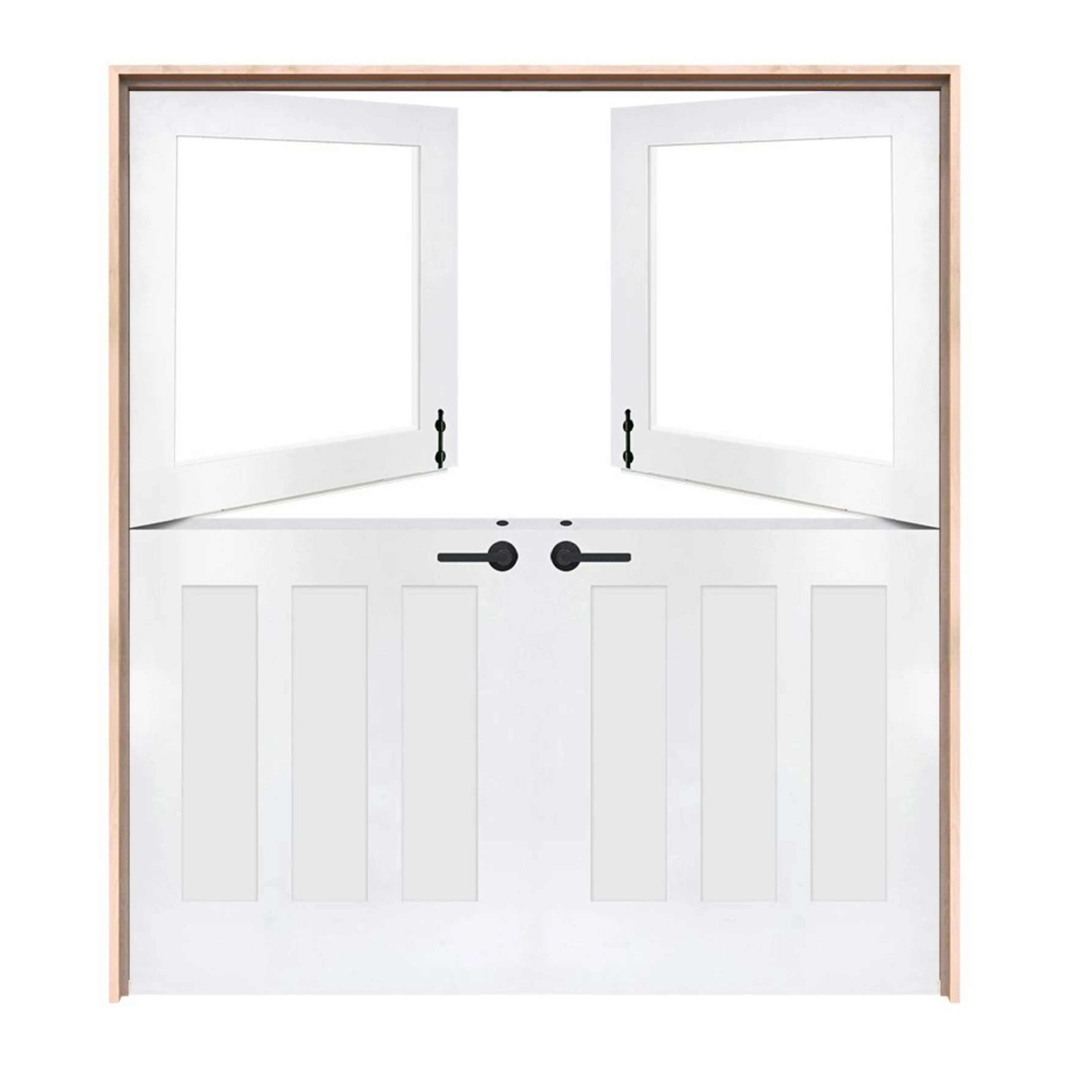 Solid Core Predrilling White Primed Clear Glass Dutch Door Half Split