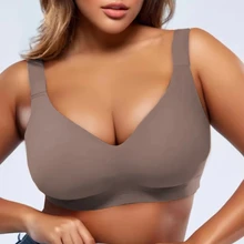Custom Plus Size Bralette for Women Big Bust Elastic Spandex Comfortable Wire Free Lift Support Plus Size Female Seamless Bra