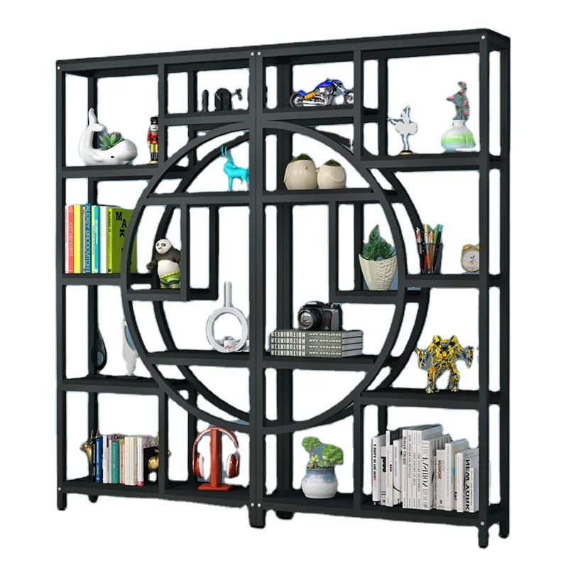 Living Room Storage Rack Book Shelf Office Home Display Rack Stand Metal Partition Room Divider