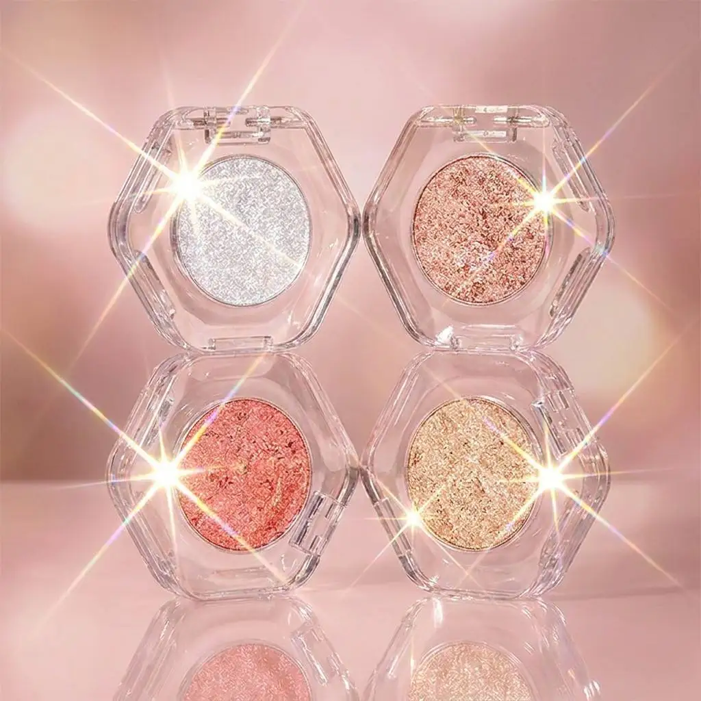 product luxury hexagonal case glitter eye shadow private label high pigment shimmer single eyeshadow custom logo-12