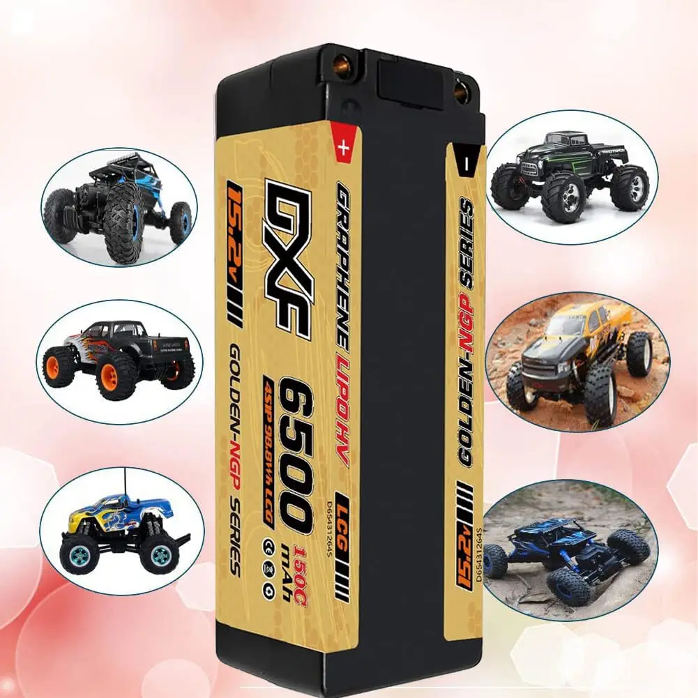 2 Stück DXF Lipo 4s Lipo 15,2 V 6500 mAh 150 C 5 mm Akku-Hartschalenkoffer XT90 für RC 1/8 Buggy Truggy, E-Maxx, Bandit, Rustler & mehr_voghion.com