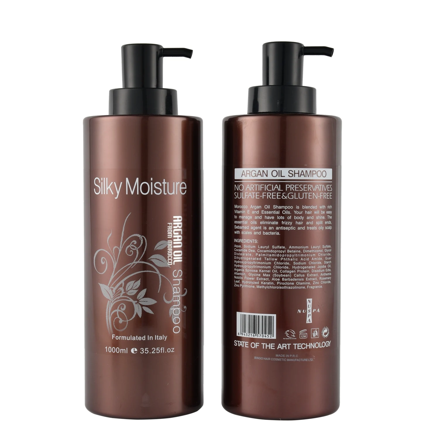 Professional Salon NUSPA Argan Oil Moisture Silky Deep Repairing Hair Shampoo and Conditioner