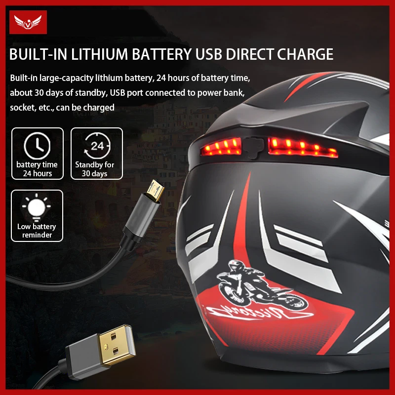 Flip up Helmet Motorcycle Open Face Motorbike Wireless Headset Headset Riding Signal Warning Light Motorcycle Helmets