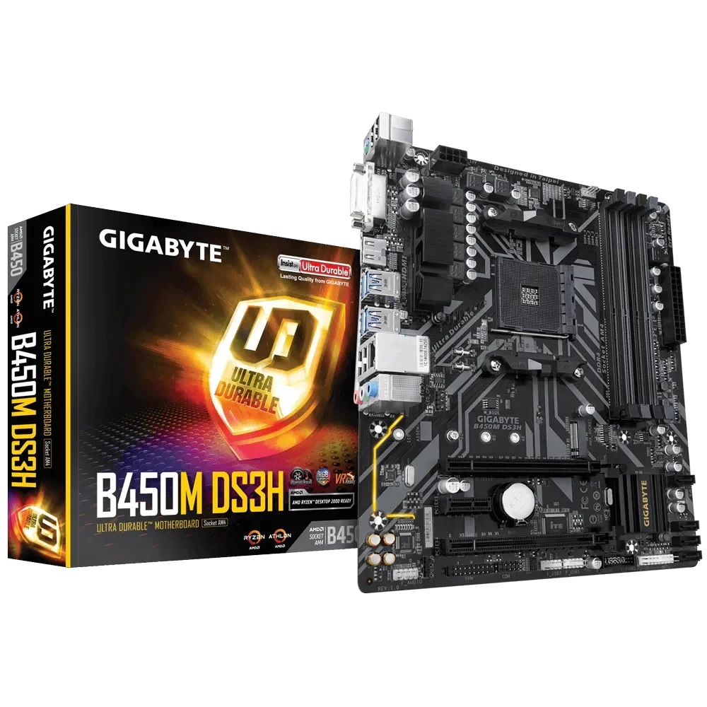 Cheap Computer Motherboard Gigabyte B450m Ds3h Am4 Support R5 Core