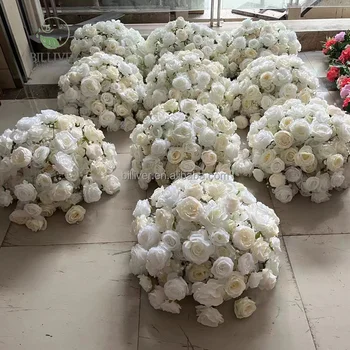 OEM Welcomed Beautiful White Rose Flower Ball Shopping Mall Window Display Outdoor Event Flower Balls for Wedding Decoration