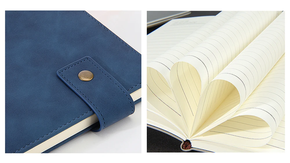 Premium 100 Sheet Notebook Planner Classic Commercial Design PU Leather Pocket Sewn Hot Press Bound Diary Custom Journal Gift