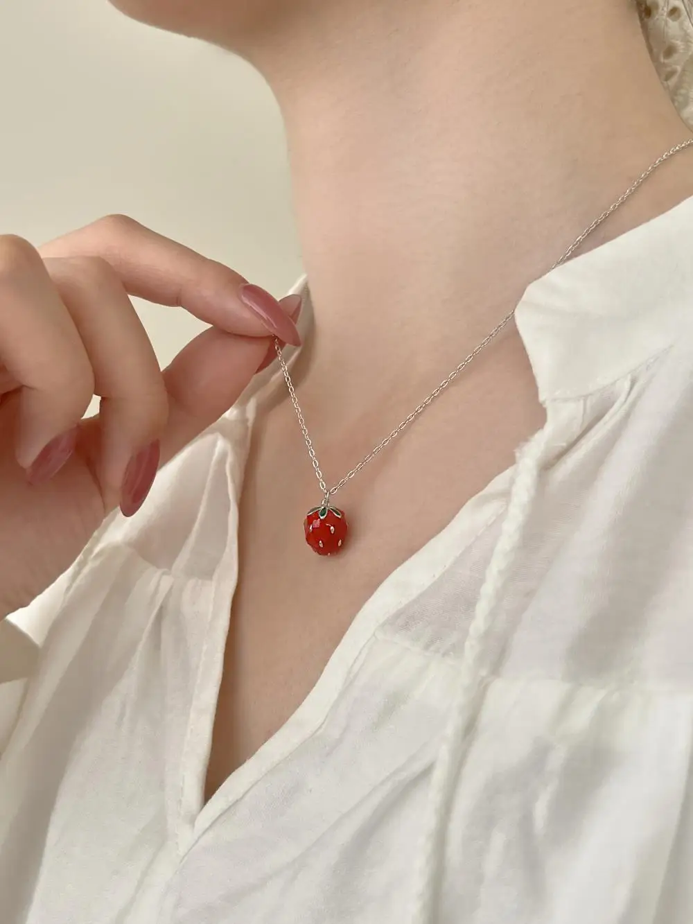 KAKODIY Stock Chain 925 Sterling Silver Fine Jewelry Luxury New Strawberry Pendant Necklace detail 2
