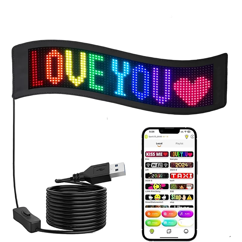 Mini Led Car Sign Programable Message Scrolling Digital Led Light Sign Board Ultra-thin Flexible Led Matrix Panel