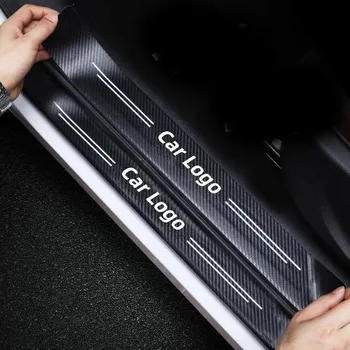 4pcs carbon fiber car door sill sticker protector