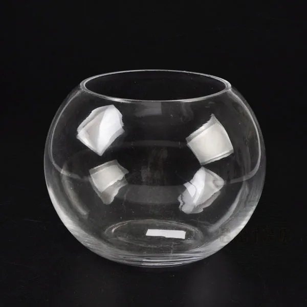 Заводское Дешевое прозрачное стекло для украшения стола мини круглая чаша с золотой рыбкой ваза