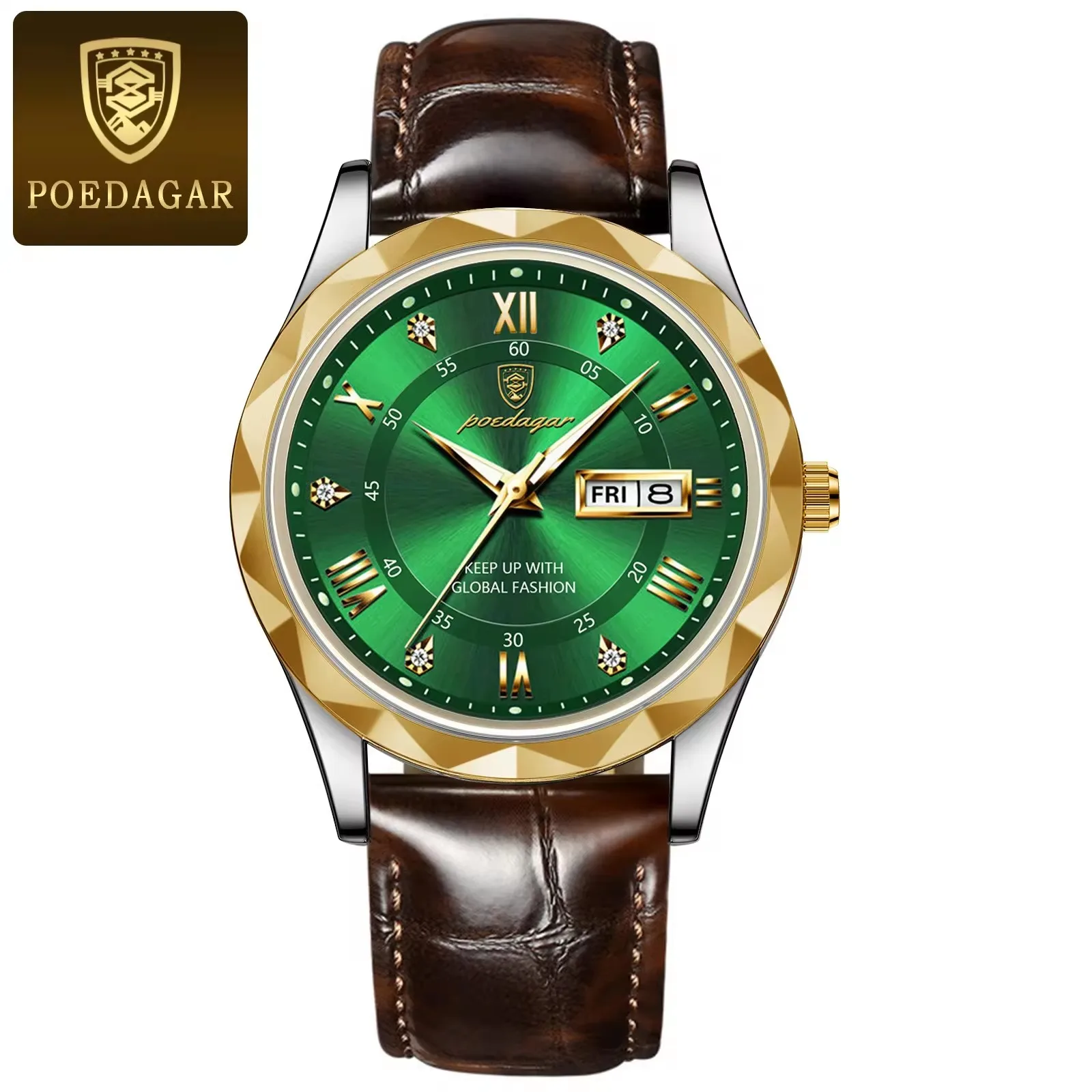 New Poedagar 615 Men's Watches Fashion Trend Quartz Wristwatch Date Week Montre Homme Or aperçu 11