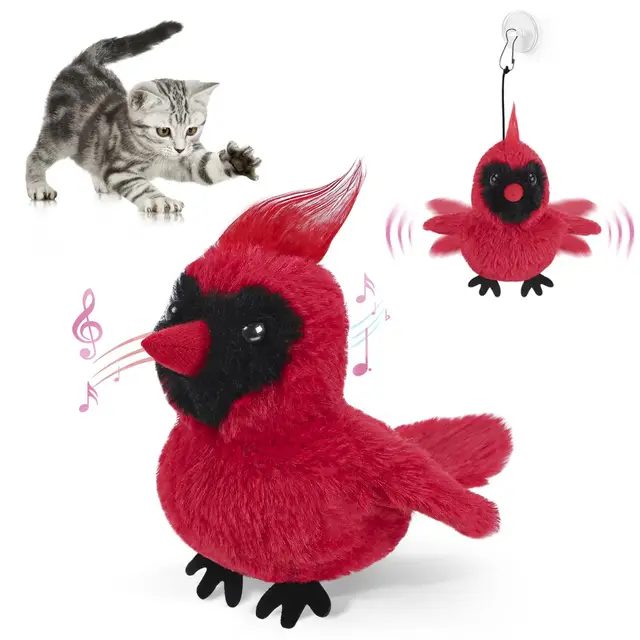 Manufacturer Supply Plastic Bird Simulation Automatic Cat Indoor Interactive Plush Toys