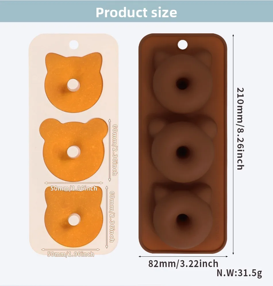 Custom Food-Grade Silicone 3-Linked Round Donut Mold Easy Release Oven Cake Baking Tool for Cookie and Cake Baking manufacture