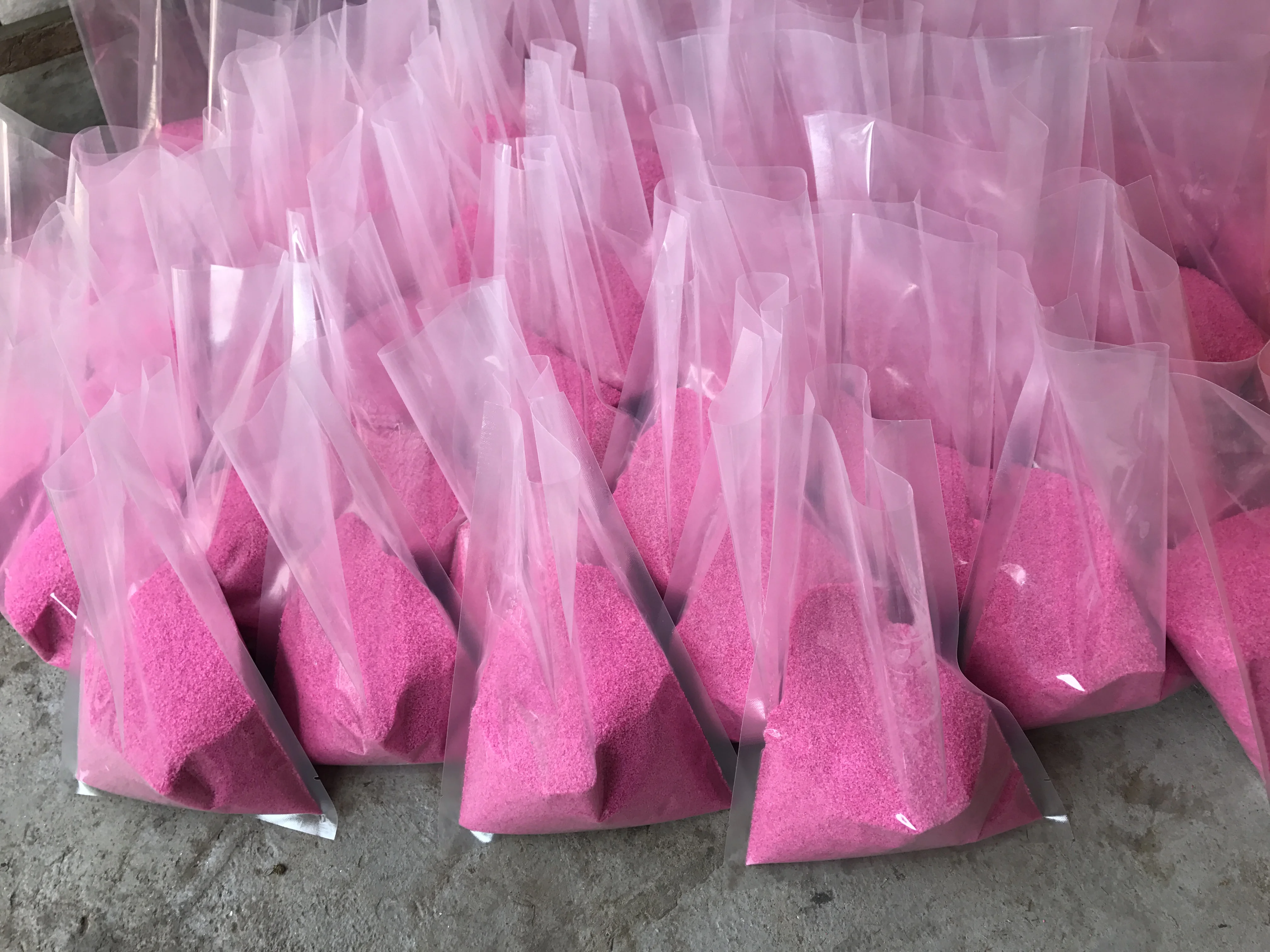 bags packed colored sand