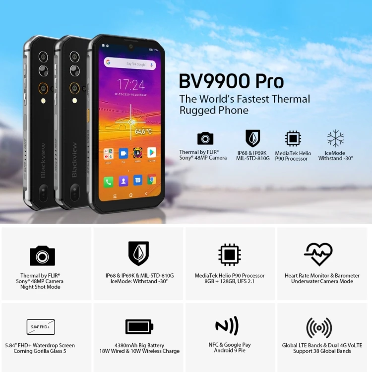 Wholesale Blackview BV9900 Pro Smart Phone, 48MP Camera, 8GB+128GB, FLIR  Thermal Imager Inch Android Network: 4G