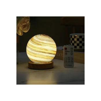 Sunset decorative table lamp creative glass lamp starry sky bedroom bedside USB remote control timed dimming planet night light