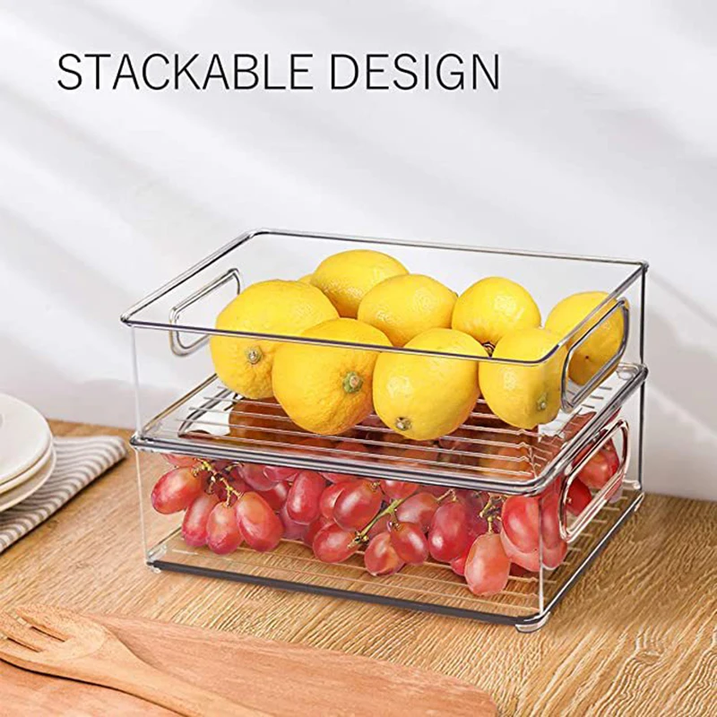6.7 Transparent Plastic Stackable Refrigerator Drawers Pull Out Double
