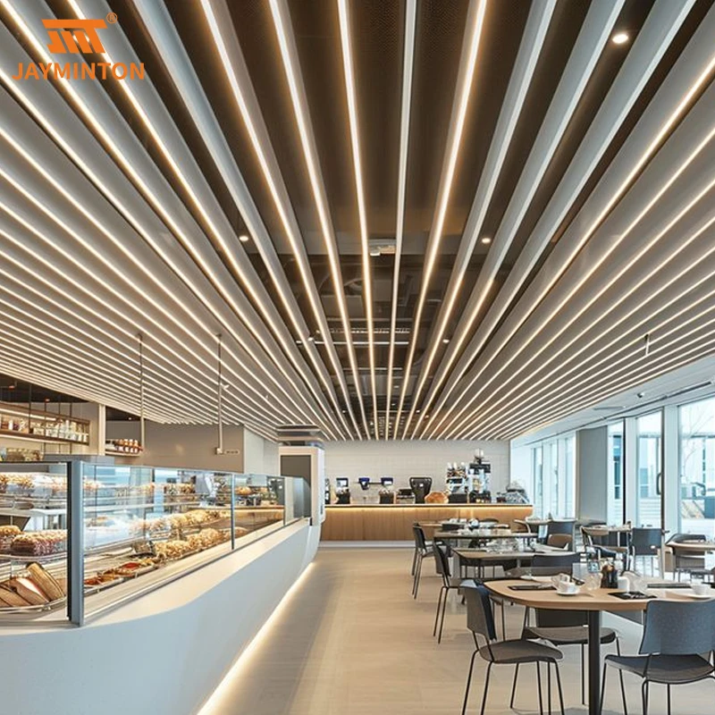 Foshan Manufacturer Soundprood Hanging System Acoustic Softfold Curved Metal Ceiling Aluminum Baffle Ceiling
