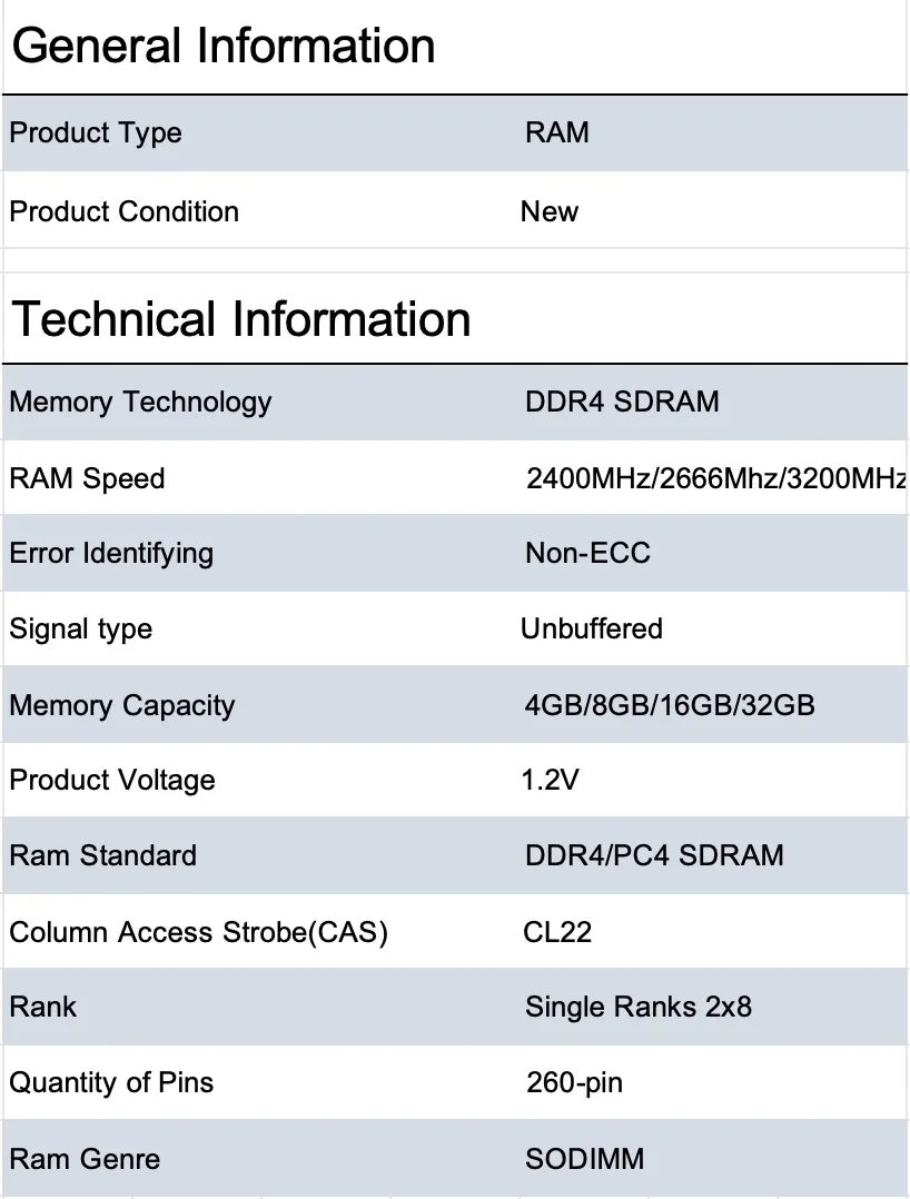 China Supplier All Compatible DDR4 16GB Laptop Memory ECC Memoria RAM 2666MHz Sodimm in Stock