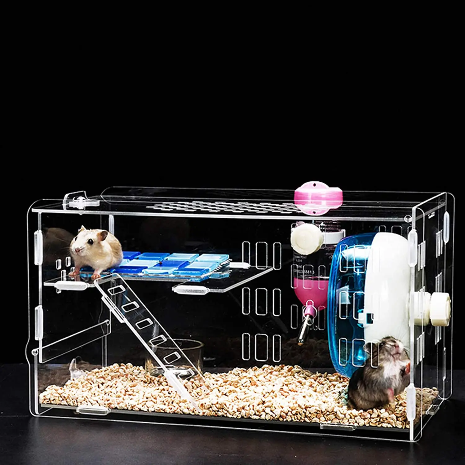 Transparent Hamster Cage,Large Cage - Easy Clean Hamster Kennel,Freely ...
