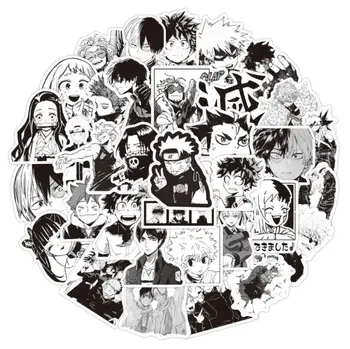 50 Pack of Black and White Anime Stickers for Laptop/Water Bottle/Phone  Case