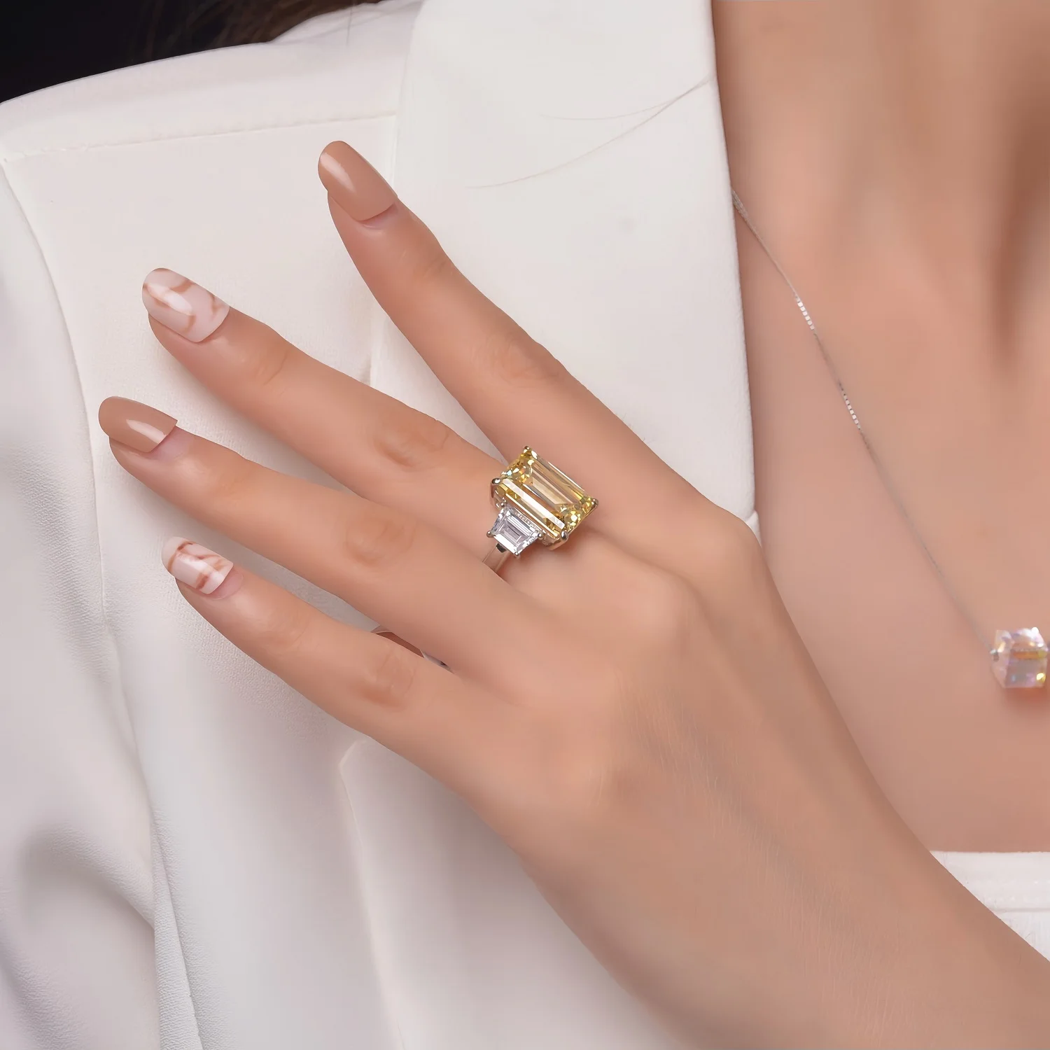MUSHAN Jewelry Factory 925 Sterling Silver Ring Women Wedding Bands Lab Grown Gemstones Big 8ct 5A Zircon Fine Jewelry Rings