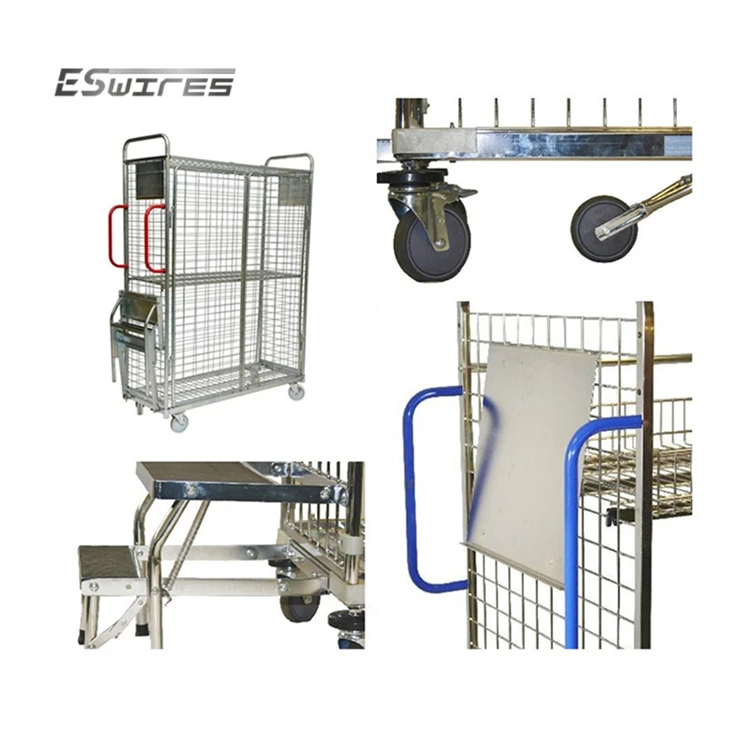 New Product High Quality Customized Galvanized Metal Steel Portable Pack Pick Trolleys with Wire Shelves Hitch Tow bar