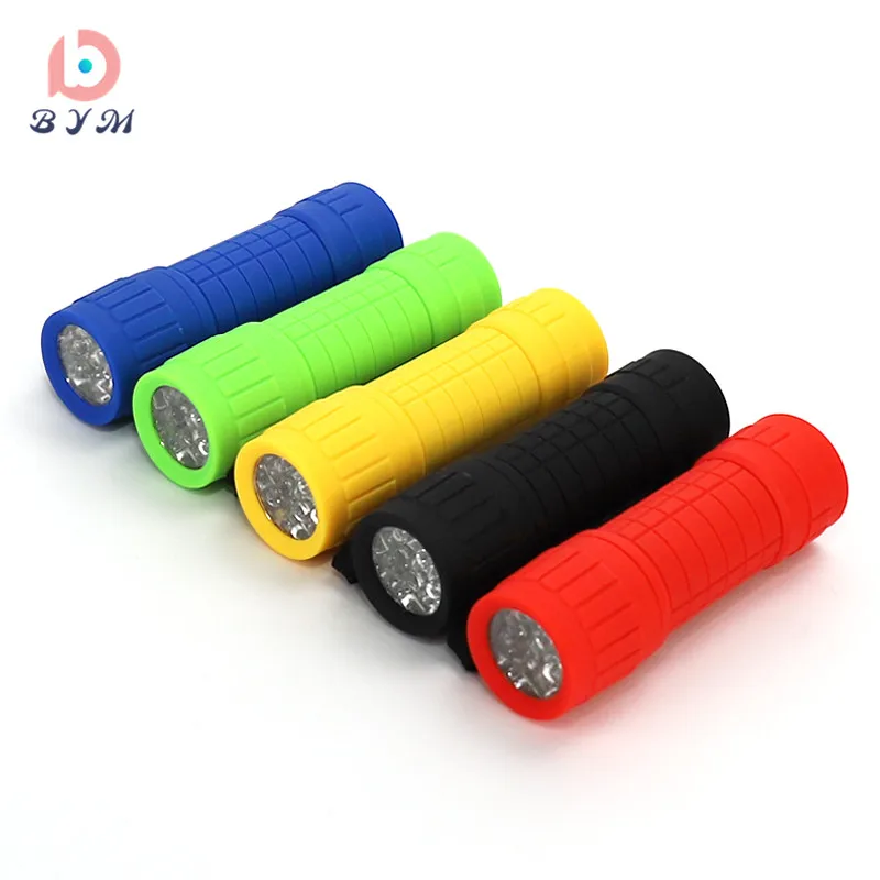 FLGH002 Mini LED Torch Light Promotion Giveaways 9 LED Cheap Plastic COB Flashlights for Outdoor
