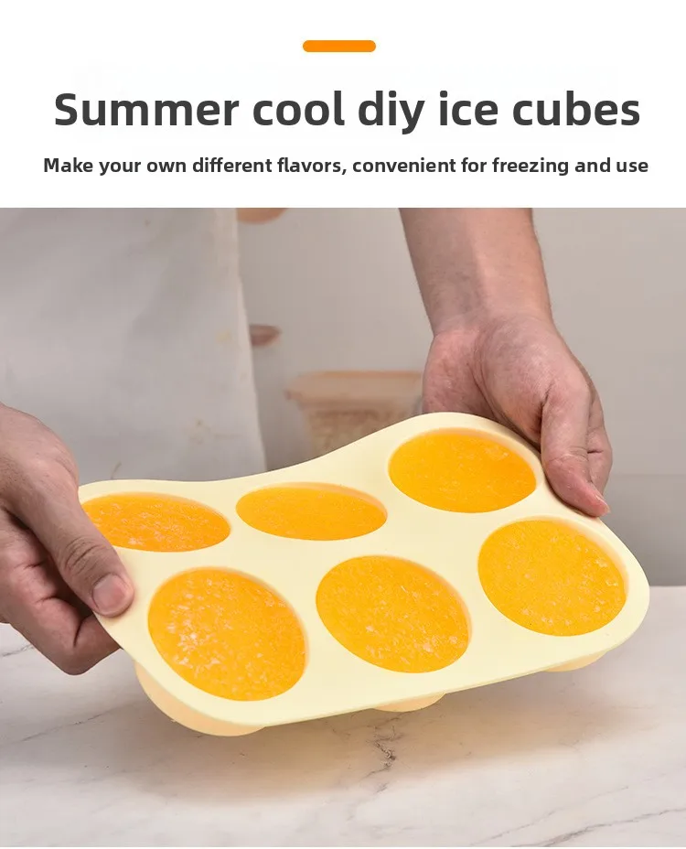 Large 6-Grid Silicone Ice Cube Mold Heat-Resistant Cake Baking Mold for Homemade Ice Cream or DIY Baking Household Product manufacture