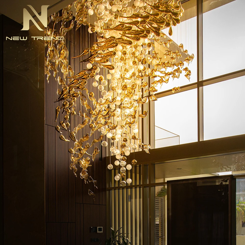 CPL-467 Grand Custom Glass Chandelier Oversized Contemporary Centerpiece for Commercial Lobby & Showroom Project