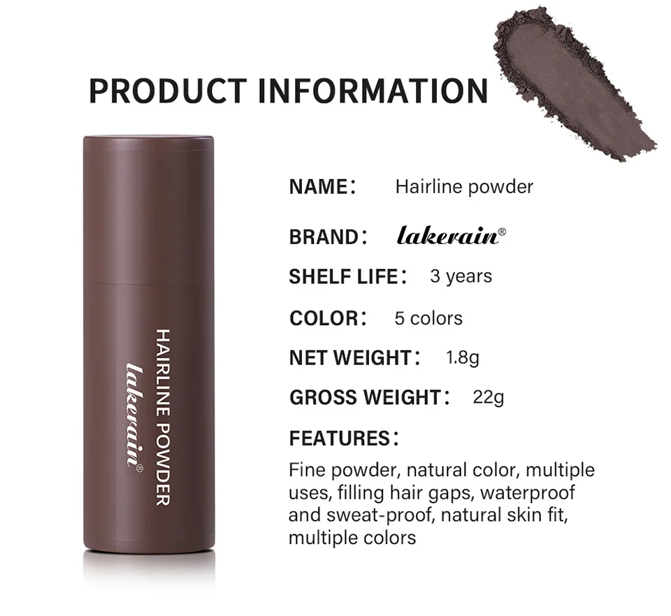 LAKERAIN Hair Line Shadow Concealer Waterproof Hairline Filling Powder Stick